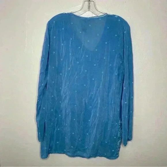Johnny Was Blue Embroidered Women’s Blouse Sz S - Picture 5 of 6